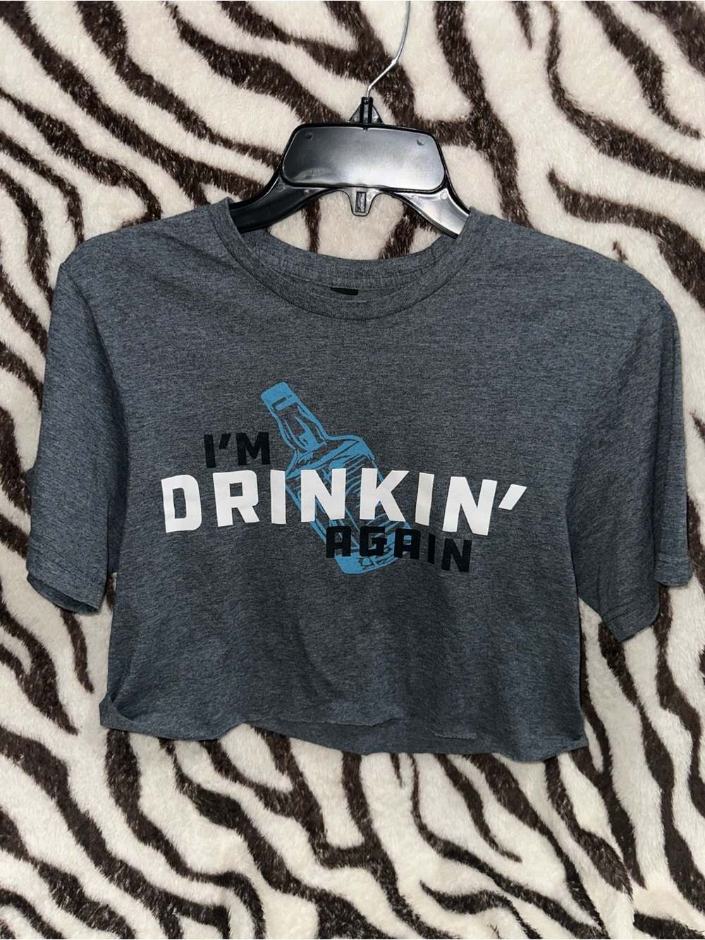 Women's Gray Crop Top "I'm Drinkin' Again" Graphic Tee